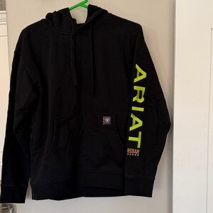 Ariat Black hoodie with Vibrant Green Logo